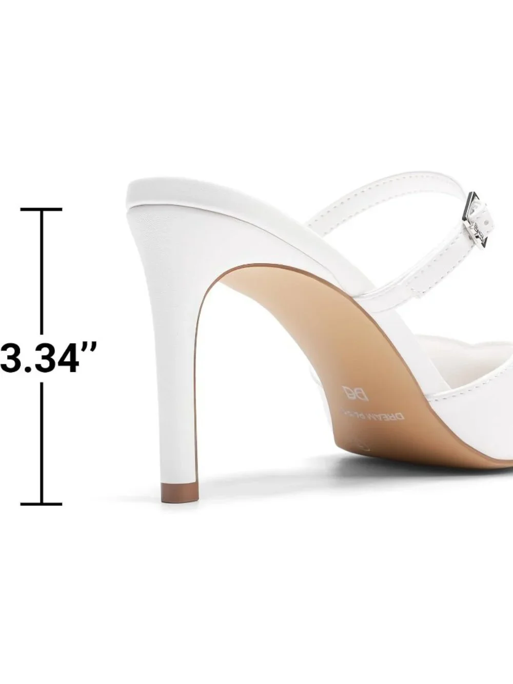 Women's White Faux Leather Mules Ankle Strap Pointed Pumps Sexy Fashion Heels